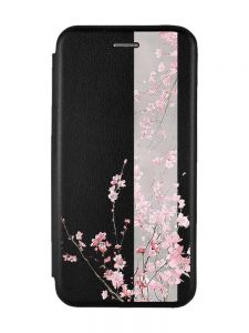 Чохол-книжка з малюнком для Samsung Galaxy A35 (A356) Чорний :: Сакура у цвіті (принт 286)