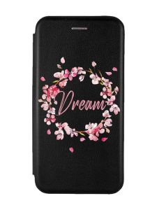 Чохол-книжка з малюнком для Samsung Galaxy A35 (A356) Чорний :: Віночок з сакури (принт 284)