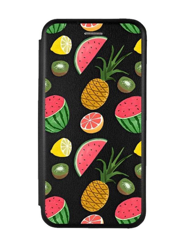 Чохол-книжка з малюнком для Samsung A55 (A556) Чорний :: Фруктовий мікс (принт 347)