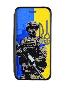 Чохол-книжка з малюнком для Samsung A55 (A556) Чорний :: Солдат (патріотичний принт 350)