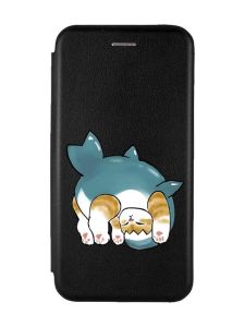 Чохол-книжка з малюнком для Samsung A55 (A556) Чорний :: Котик акула (принт 378)