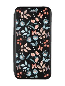 Чохол-книжка з малюнком для Samsung A55 (A556) Чорний :: Квітковий фон (принт 370)