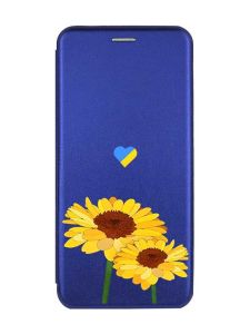 Чохол-книжка з малюнком для Samsung A55 (A556) Синій :: Жовті квіти (принт 364)