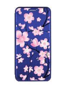 Чохол-книжка з малюнком для Samsung A55 (A556) Синій :: Квітуча сакура (принт 282)