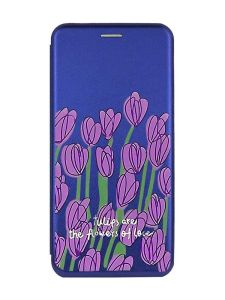 Чохол-книжка з малюнком для Samsung A55 (A556) Синій :: Тюльпани (принт 265)