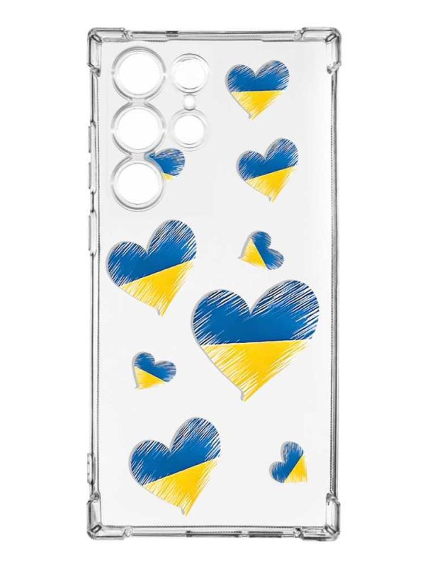 Чохол з потовщеними кутами на Samsung Galaxy S24 Ultra :: Сердечка. Україна (принт 258)