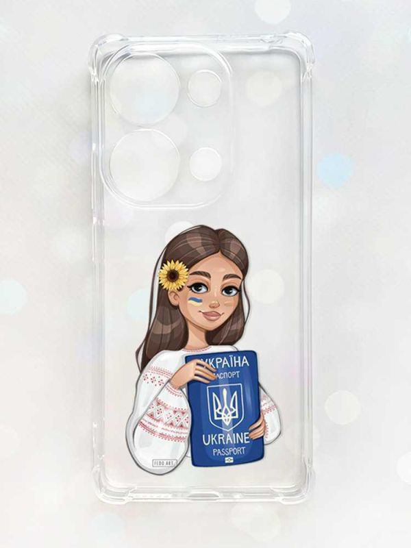 Чохол з потовщеними кутами на Xiaomi Redmi Note 13 Pro 4G :: Дівчина з паспортом (принт 12)