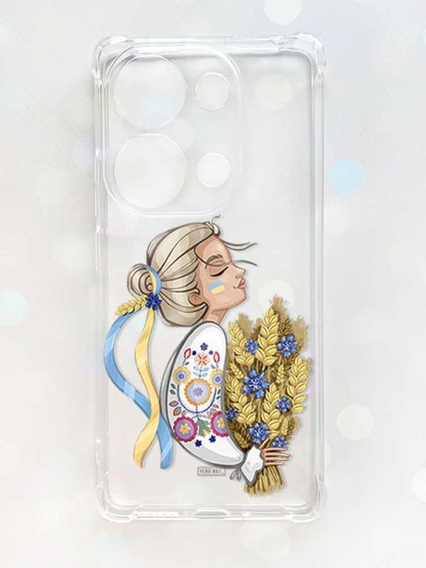 Чохол з потовщеними кутами на Xiaomi Redmi Note 13 Pro 4G :: Українка з колосками (принт 173)