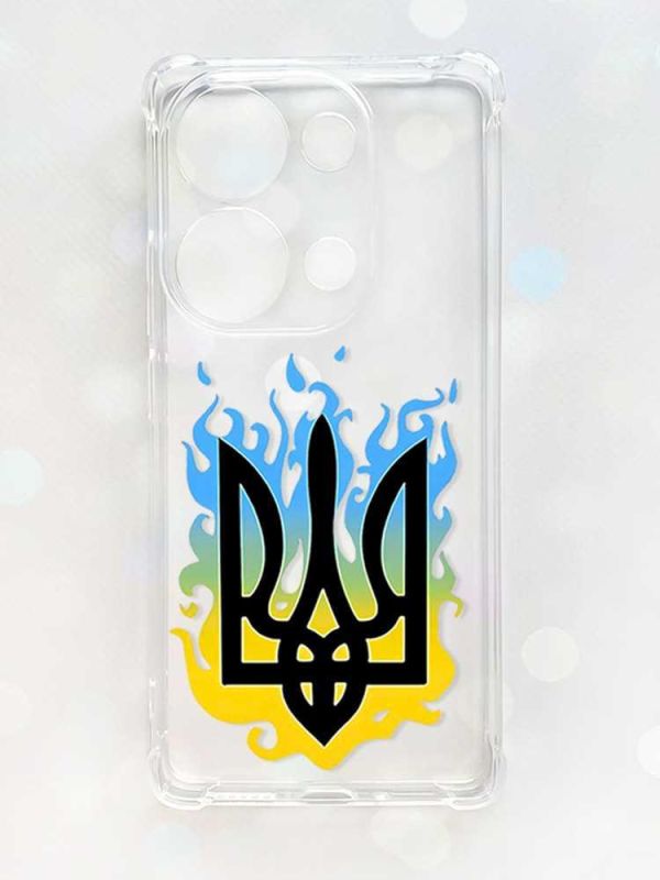 Чохол з потовщеними кутами на Xiaomi Redmi Note 13 Pro 4G :: Тризуб Полум'я (принт 257)
