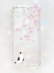 Чохол з потовщеними кутами на Xiaomi Redmi Note 13 Pro 4G :: Котик і сакура (принт 283)