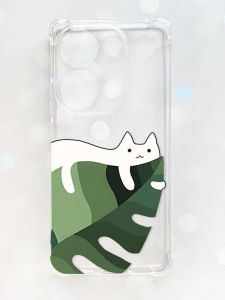 Чохол з потовщеними кутами на Xiaomi Redmi Note 13 Pro 4G :: Кіт на листку (принт 367)