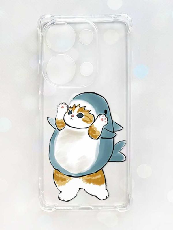 Чохол з потовщеними кутами на Xiaomi Redmi Note 13 Pro 4G :: Котик акула (принт 379)