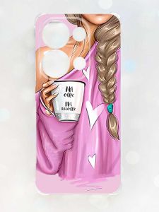 Чохол з потовщеними кутами на Xiaomi Redmi Note 13 Pro 4G :: Дівчина з кавою (принт 58)