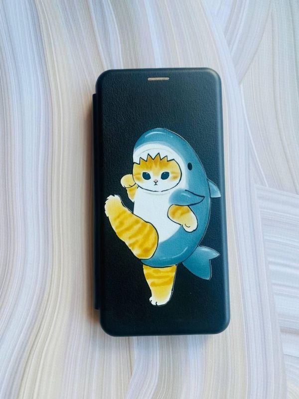 Чохол-книжка з малюнком для Samsung Galaxy A35 (A356) Чорний :: Котик акула (принт 380)
