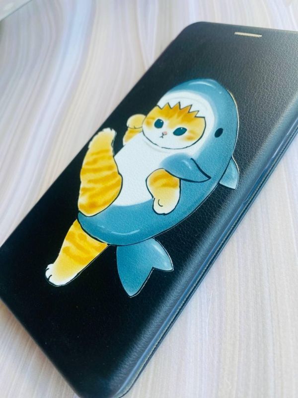 Чохол-книжка з малюнком для Samsung Galaxy A35 (A356) Чорний :: Котик акула (принт 380)