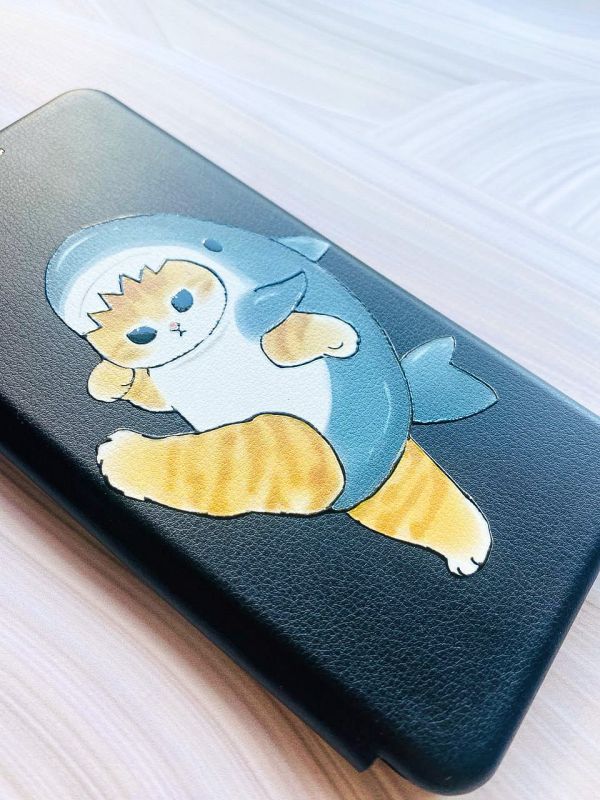 Чохол-книжка з малюнком для Xiaomi Redmi Note 12 Чорний :: Котик акула (принт 380)