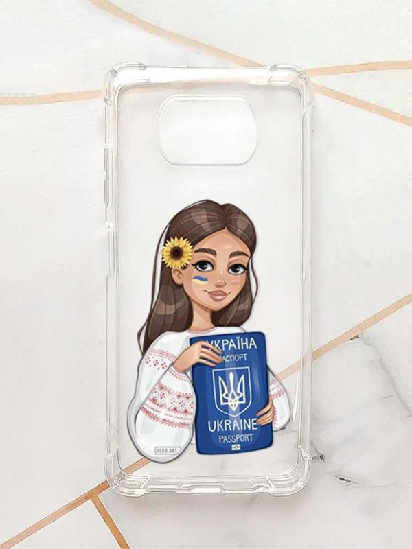 Чохол з потовщеними кутами для Xiaomi Poco X3 :: Дівчина з паспортом (принт 12)