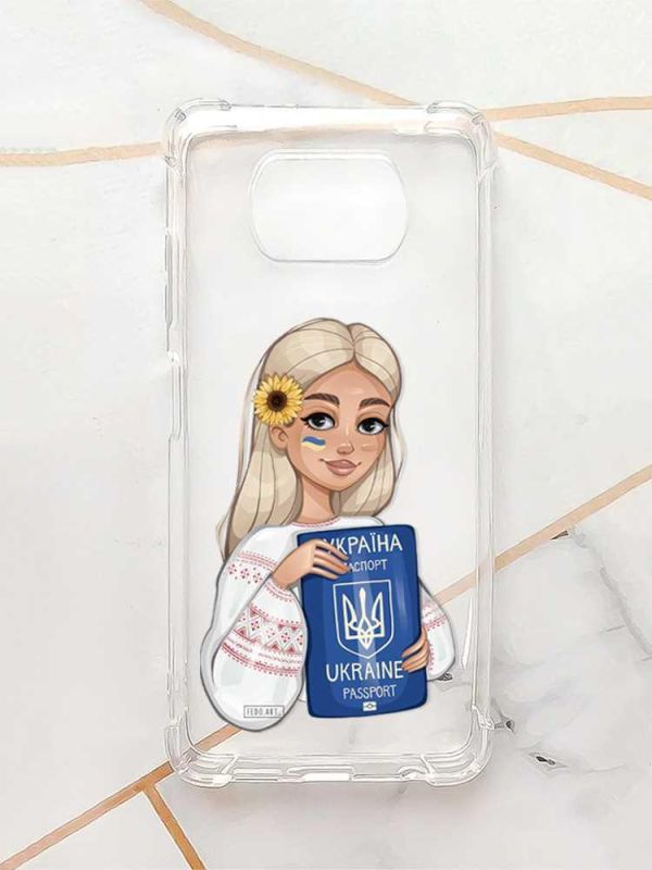 Чохол з потовщеними кутами для Xiaomi Poco X3 :: Дівчина з паспортом (принт 13)