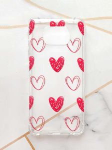 Чохол з потовщеними кутами для Xiaomi Poco X3 :: Сердечка червоні (принт 77)