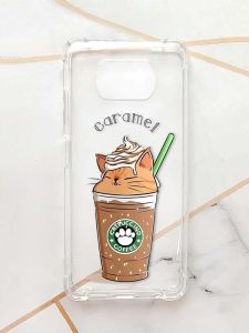 Чохол з потовщеними кутами для Xiaomi Poco X3 :: Капучіно котик (принт 97)