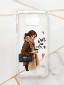 Чохол з потовщеними кутами для Xiaomi Poco X3 :: Дівчина з кавою (принт 112)