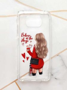 Чохол з потовщеними кутами для Xiaomi Poco X3 :: Дівчина з кавою (принт 137)