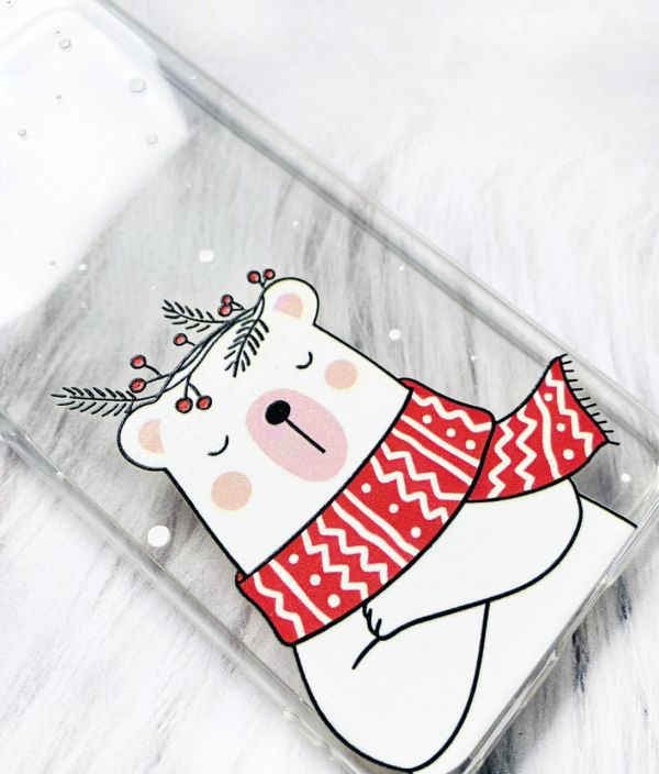 Чохол з потовщеними кутами для Xiaomi Poco X3 :: Ведмідь у шарфі (принт 147)