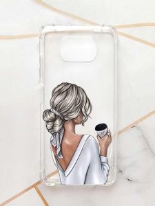 Чохол з потовщеними кутами для Xiaomi Poco X3 :: Дівчина з латте (принт 227)