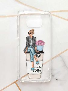 Чохол з потовщеними кутами для Xiaomi Poco X3 :: Дівчина на каві (принт 228)