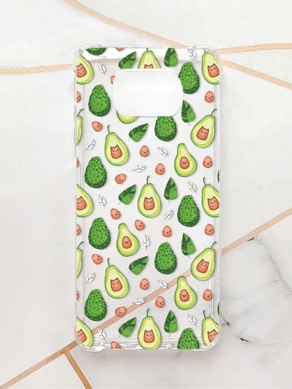Чохол з потовщеними кутами для Xiaomi Poco X3 :: Авокадо з котиками (принт 301)