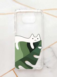 Чохол з потовщеними кутами для Xiaomi Poco X3 :: Кіт на листку (принт 367)