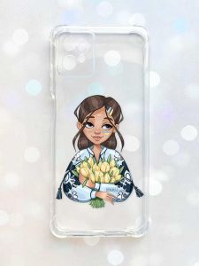 Чохол з потовщеними кутами на Motorola Moto G32 :: Дівчина з тюльпанами (принт 22)