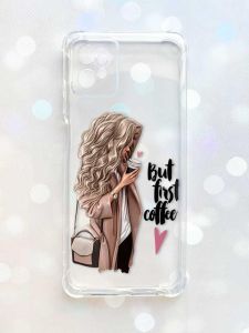 Чохол з потовщеними кутами на Motorola Moto G32 :: Дівчина з кавою (принт 114)