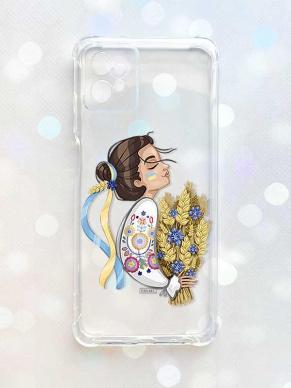 Чохол з потовщеними кутами на Motorola Moto G32 :: Українка з колосками (принт 172)