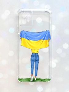 Чохол з потовщеними кутами на Motorola Moto G32 :: Дівчина з прапором (принт 263)