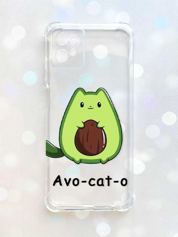 Чохол з потовщеними кутами на Motorola Moto G32 :: Котик Авокадо (принт 306)