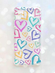 Чохол з потовщеними кутами на Motorola Moto G32 :: Різнокольорові сердечка (принт 332)