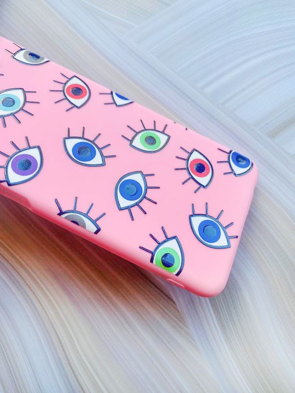 Матовий рожевий чохол на Samsung Galaxy A32 :: Різнокольорові очі (принт 336)