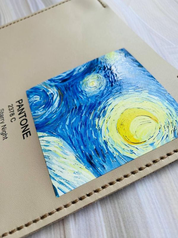 Шкіряна обкладинка на паспорт книжку :: Бежева (принт 82)