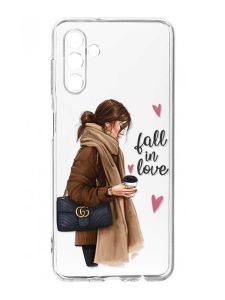 Прозорий чохол на Samsung Galaxy A35 5G (A356) :: Дівчина з кавою (принт 112)