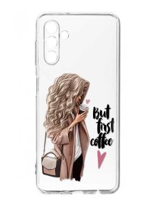 Прозорий чохол на Samsung Galaxy A35 5G (A356) :: Дівчина з кавою (принт 114)