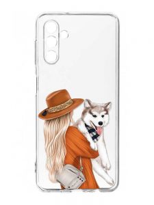 Прозорий чохол на Samsung Galaxy A35 5G (A356) :: Дівчина з песиком (принт 115)