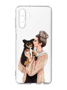 Прозорий чохол на Samsung Galaxy A35 5G (A356) :: Дівчина з песиком (принт 116)