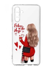 Прозорий чохол на Samsung Galaxy A35 5G (A356) :: Дівчина з кавою (принт 137)