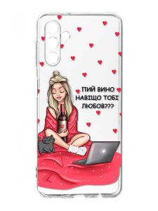 Прозорий чохол на Samsung Galaxy A35 5G (A356) :: Дівчина з вином (принт 220)
