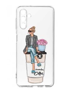 Прозорий чохол на Samsung Galaxy A35 5G (A356) :: Дівчина на каві (принт 228)