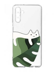 Прозорий чохол на Samsung Galaxy A35 5G (A356) :: Кіт на листку (принт 367)