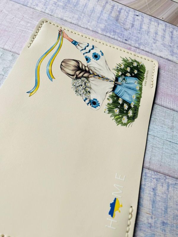 Шкіряна обкладинка на паспорт книжку :: Біла (принт 17)