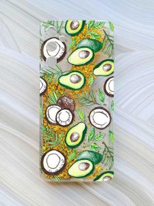 Чохол з плаваючими блискітками на Samsung Galaxy A05s (A057) Золотий :: Авокадо і кокос (принт 303)