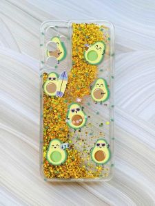 Чохол з плаваючими блискітками на Samsung Galaxy A05s (A057) Золотий :: Авокадо на відпочинку (принт 302)